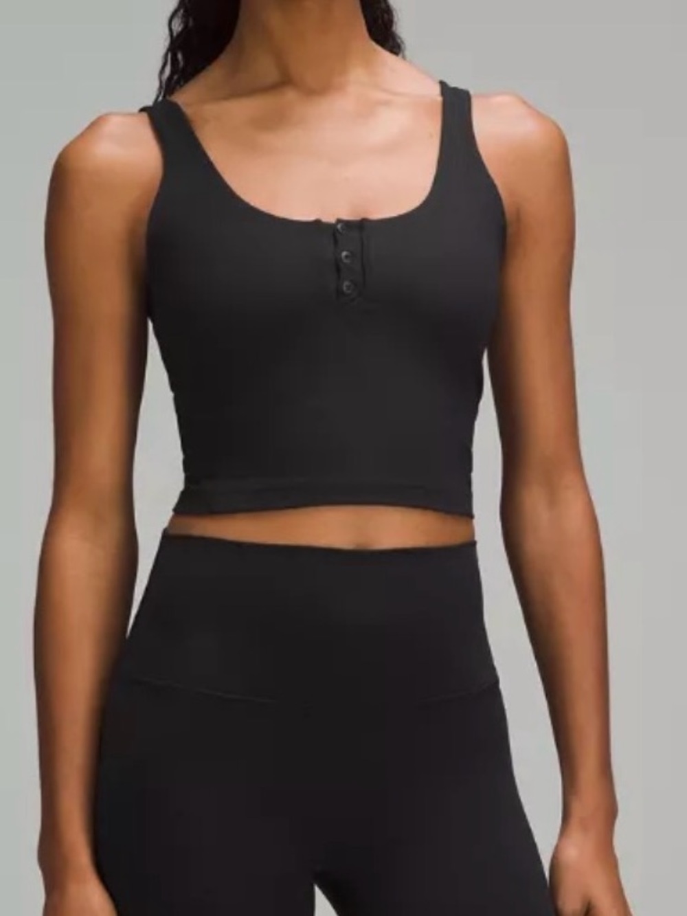 lululemon athletica Align Ribbed Black Henley Crop Tank Japanese/Asian fit